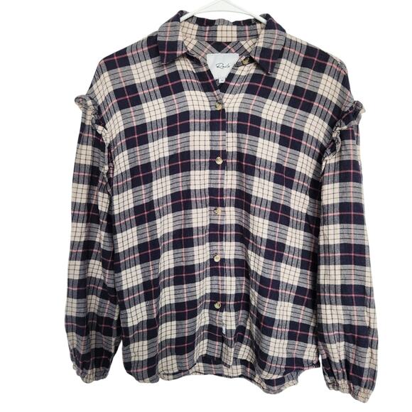 RAILS Plaid Willow Button Down Shirt‎ In Almond Pink Navy XS Casual Western - Picture 1 of 7